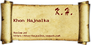 Khon Hajnalka névjegykártya